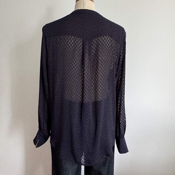 H&M - Dark Blue Sheer Button Down Shirt - Picture 7 of 9